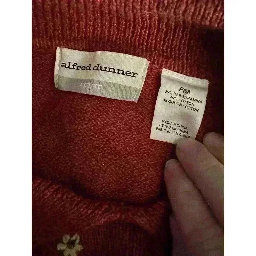 Alfred Dunner Vintage Cable Knit Embroidered Collared Sweater Womens Petite M - Picture 4 of 6